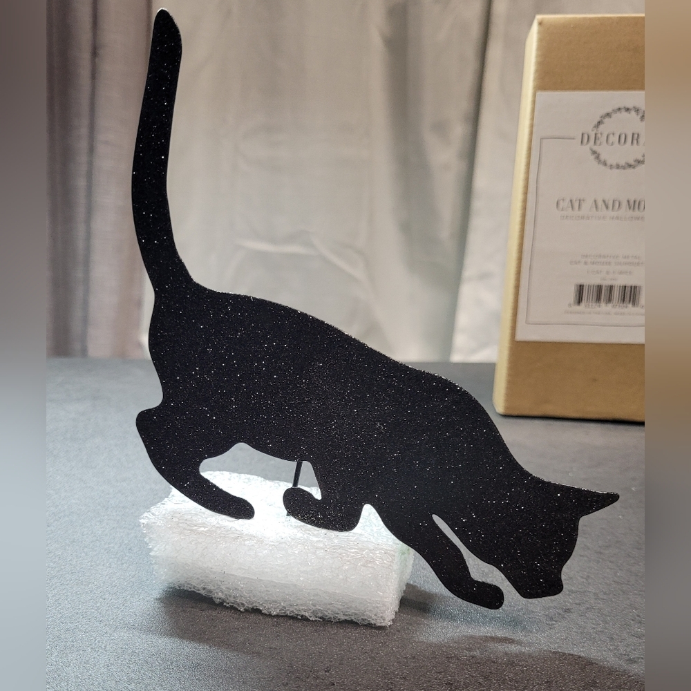 Halloween Metal Cat & Mouse Silhouette Decorative Set - Picture 6 of 15